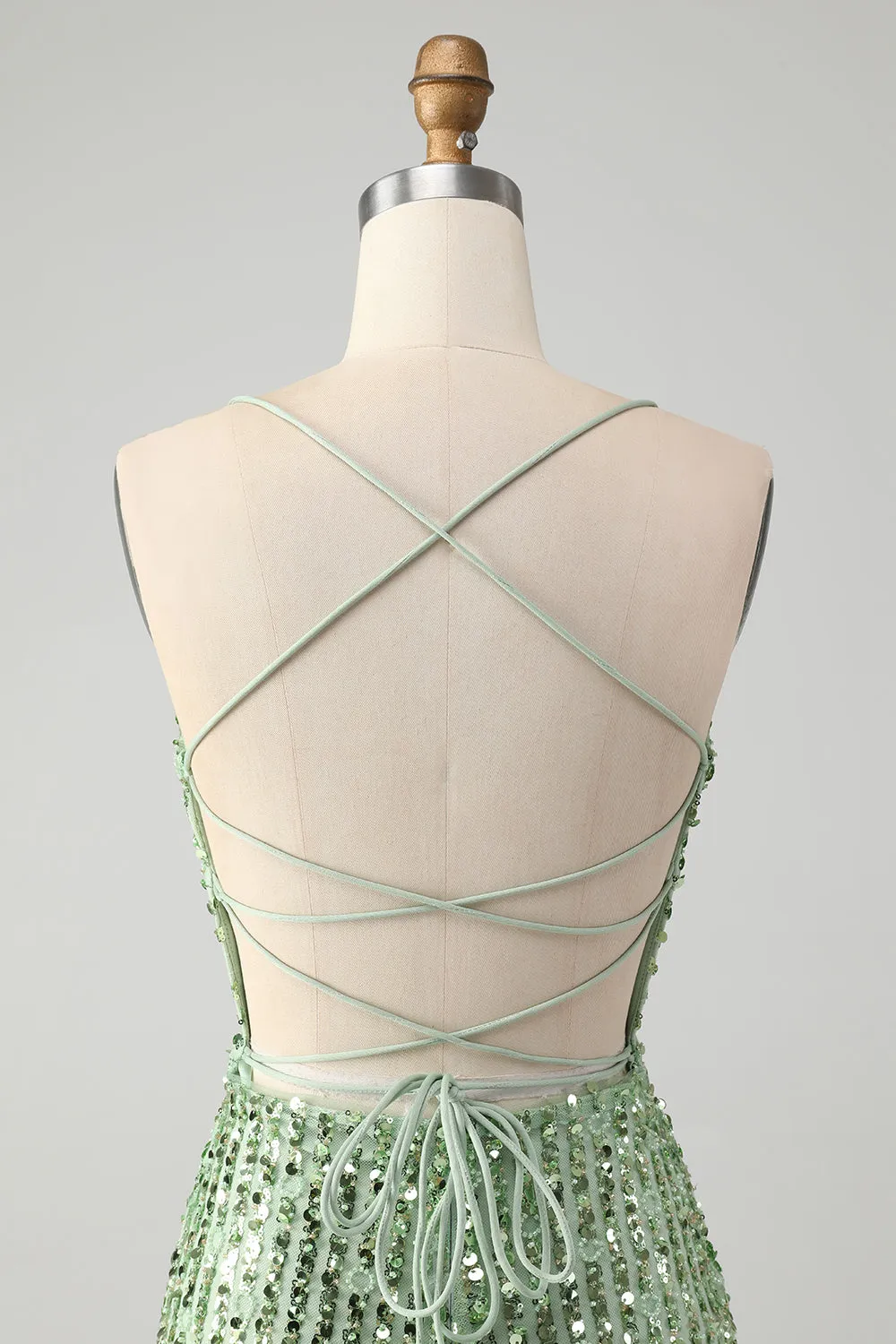 Unique Sparkly Green Tight Sequins Short Homecoming Dress with Lace Up Back sold by Zapaka product image thumbnail 5
