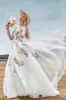 Gorgeous A Line Tulle Long Sleeves Long Ivory Wedding Dress with Embroidery sold by Zapaka