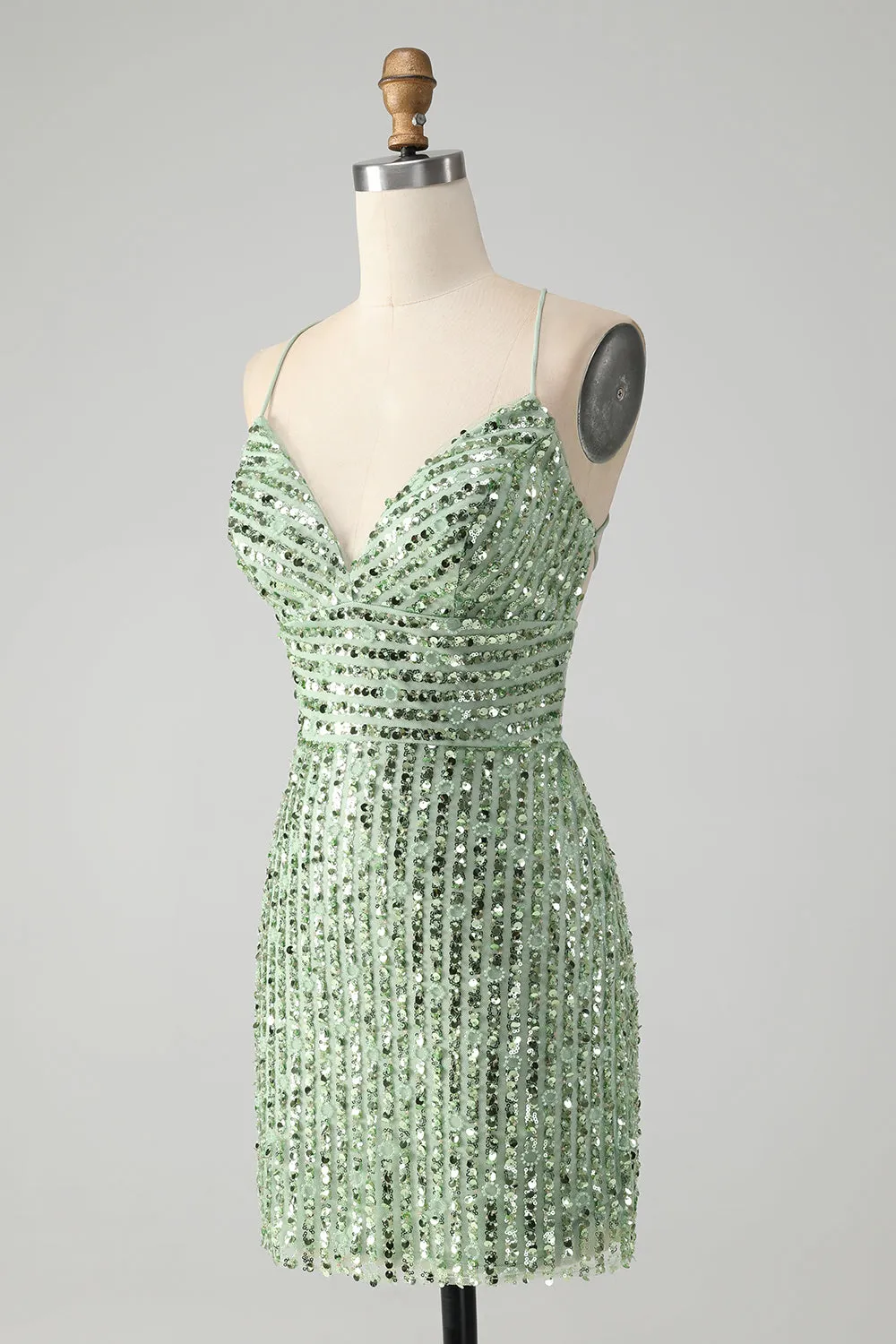 Unique Sparkly Green Tight Sequins Short Homecoming Dress with Lace Up Back sold by Zapaka product image thumbnail 3