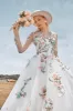 Gorgeous A Line Tulle Long Sleeves Long Ivory Wedding Dress with Embroidery sold by Zapaka