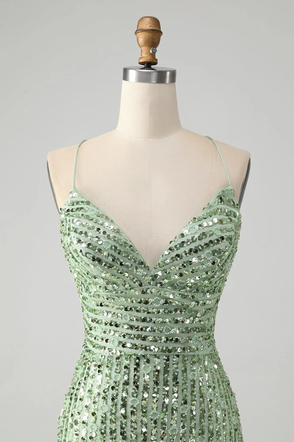 Unique Sparkly Green Tight Sequins Short Homecoming Dress with Lace Up Back sold by Zapaka product image thumbnail 4