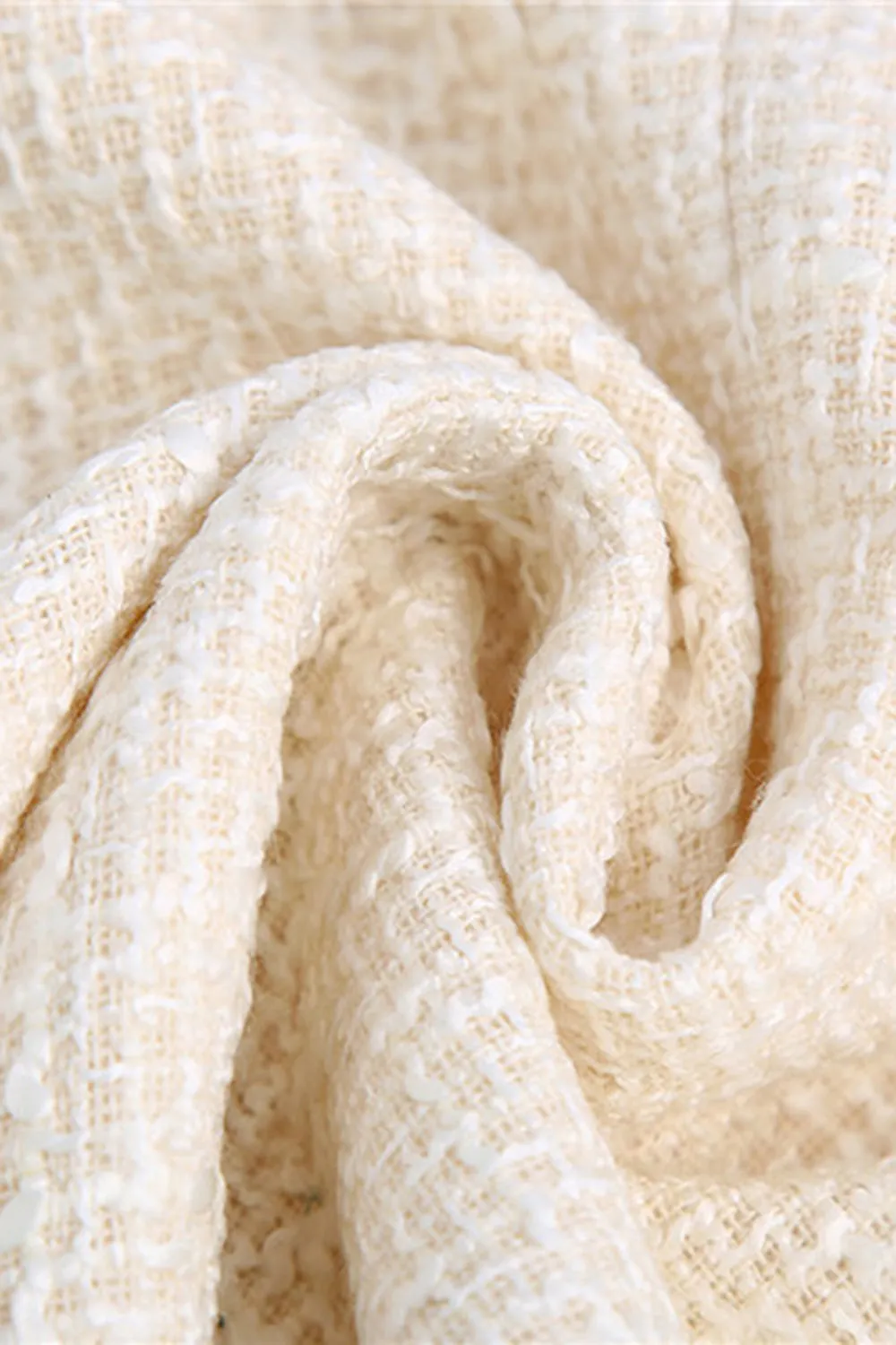 White Double Breasted Peak Lapel Tweed Blazer sold by Zapaka product image thumbnail 4