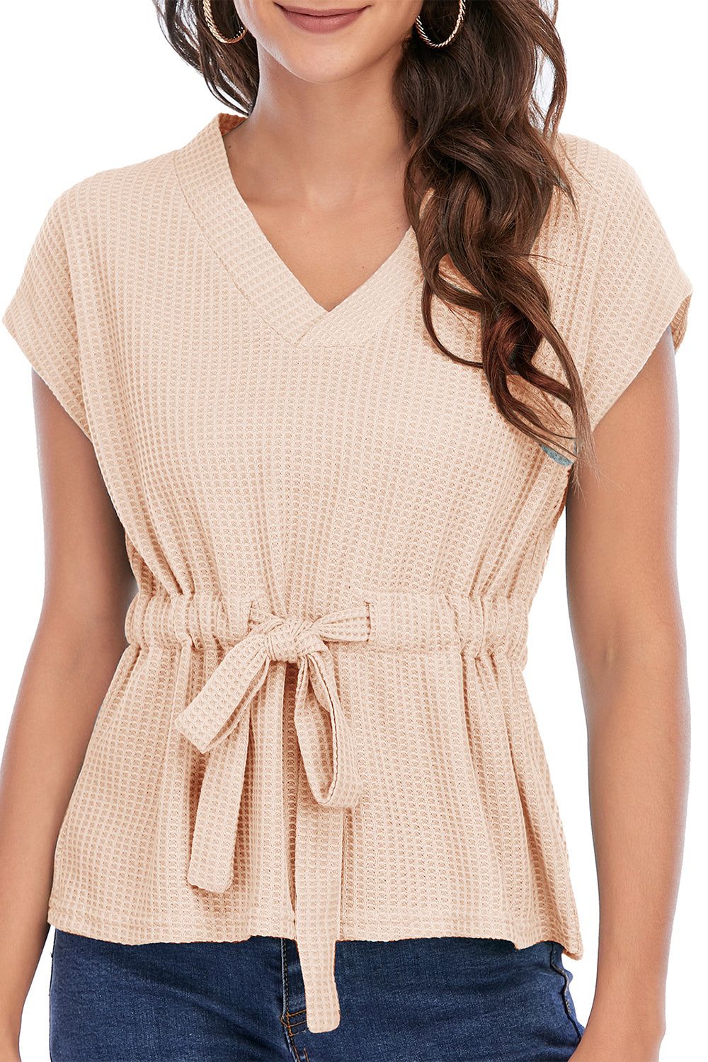 V Neck Burgundy Lace-Up Tops sold by Zapaka product image thumbnail 5