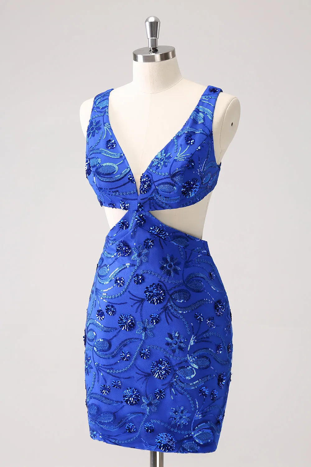 Royal Blue Bodycon Cut Out Homecoming Dress with Beading sold by Zapaka product image thumbnail 3
