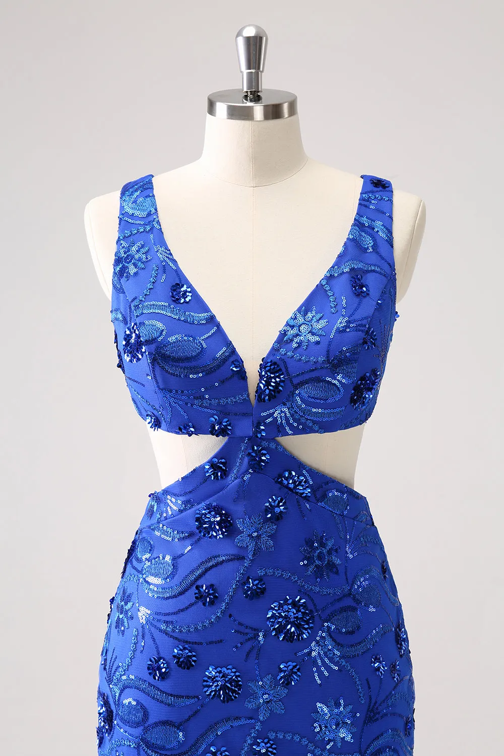 Royal Blue Bodycon Cut Out Homecoming Dress with Beading sold by Zapaka product image thumbnail 4