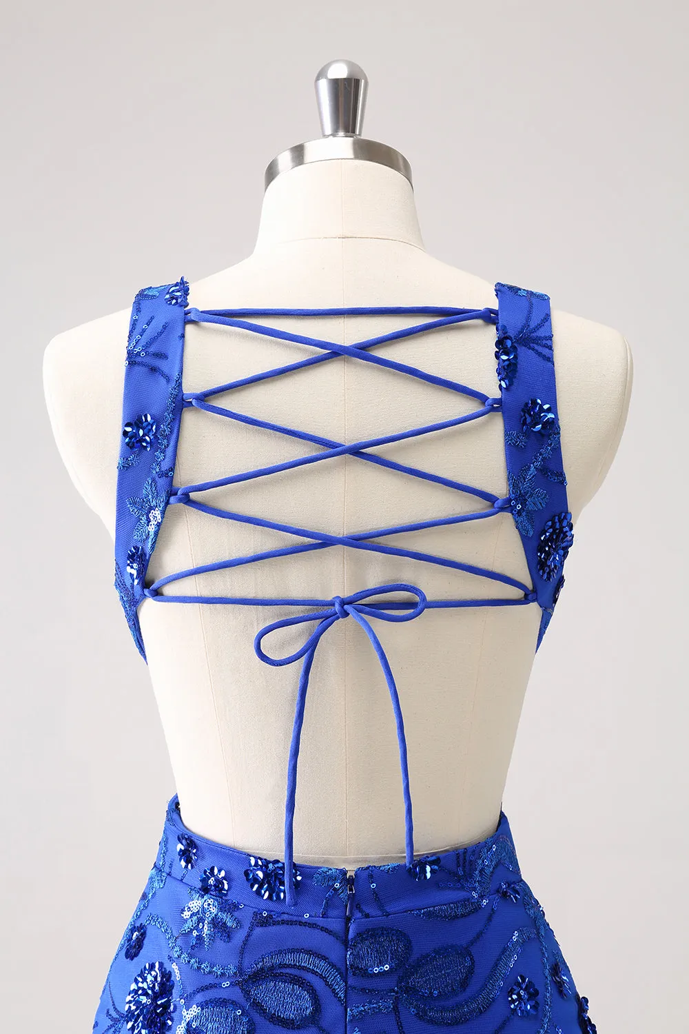 Royal Blue Bodycon Cut Out Homecoming Dress with Beading sold by Zapaka product image thumbnail 5