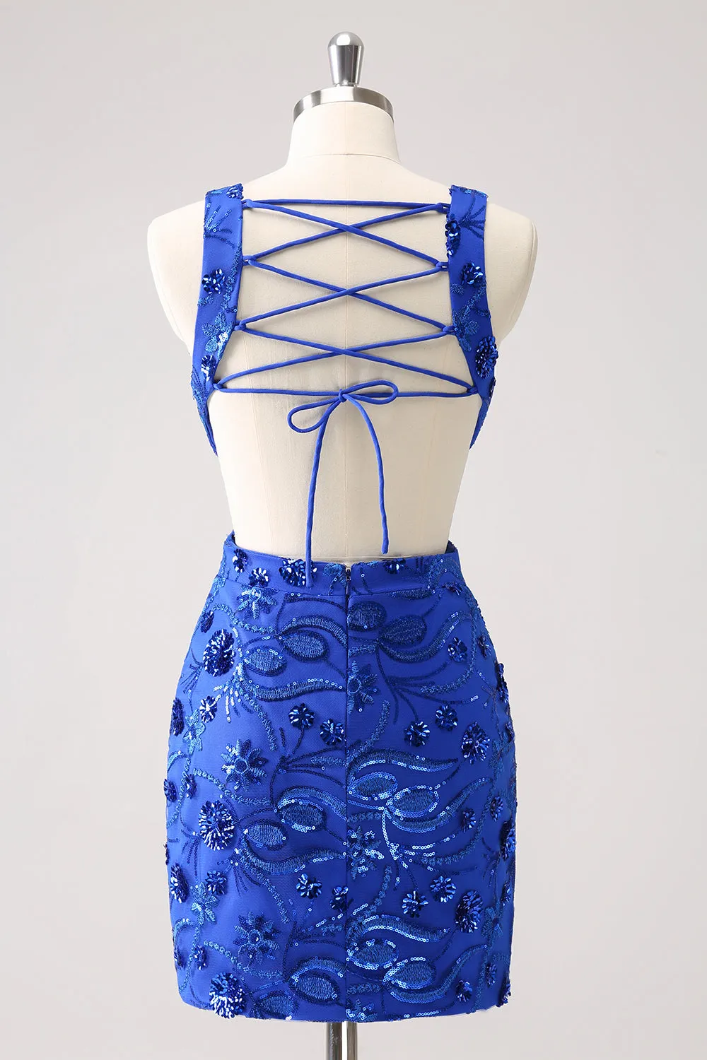 Royal Blue Bodycon Cut Out Homecoming Dress with Beading sold by Zapaka product image thumbnail 2