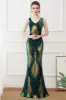 Dark Green Sequins Sheath Long 1920s Dress sold by Zapaka