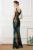 Dark Green Sequins Sheath Long 1920s Dress sold by Zapaka