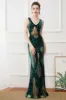 Dark Green Sequins Sheath Long 1920s Dress sold by Zapaka