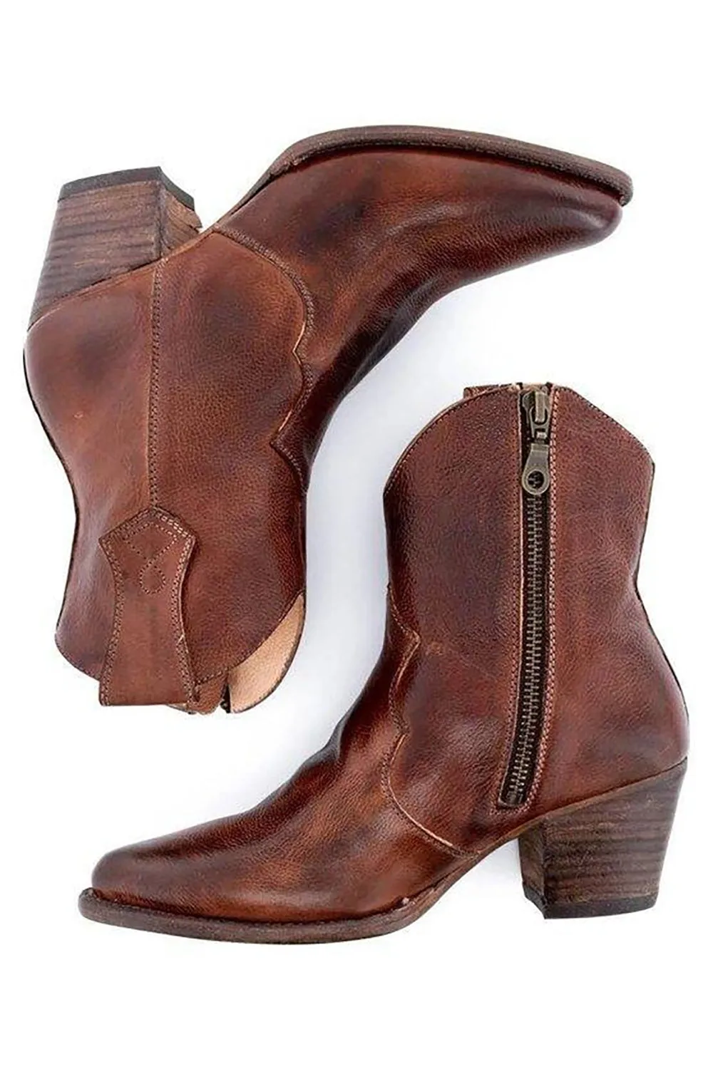 Brown PU Leather Chunky Steels Boho Boots sold by Zapaka product image thumbnail 3