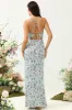 Grey Green Mermaid Floral Bridesmaid Dress sold by Zapaka
