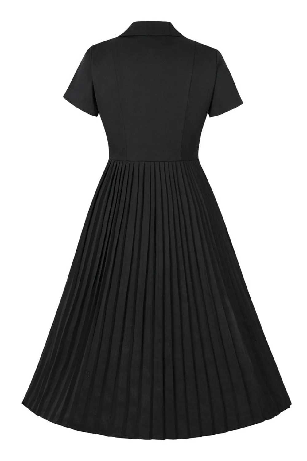 Black V Neck A Line 1950s Dress With Short Sleeves sold by Zapaka product image thumbnail 2