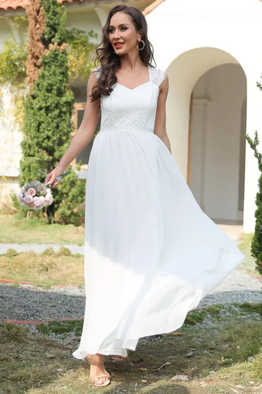 White Long Lace Dress sold by Zapaka