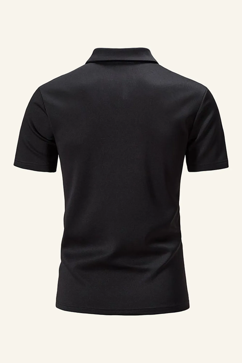 Silm Fit V Neck Short Sleeves Black Polo Shirt sold by Zapaka product image thumbnail 2