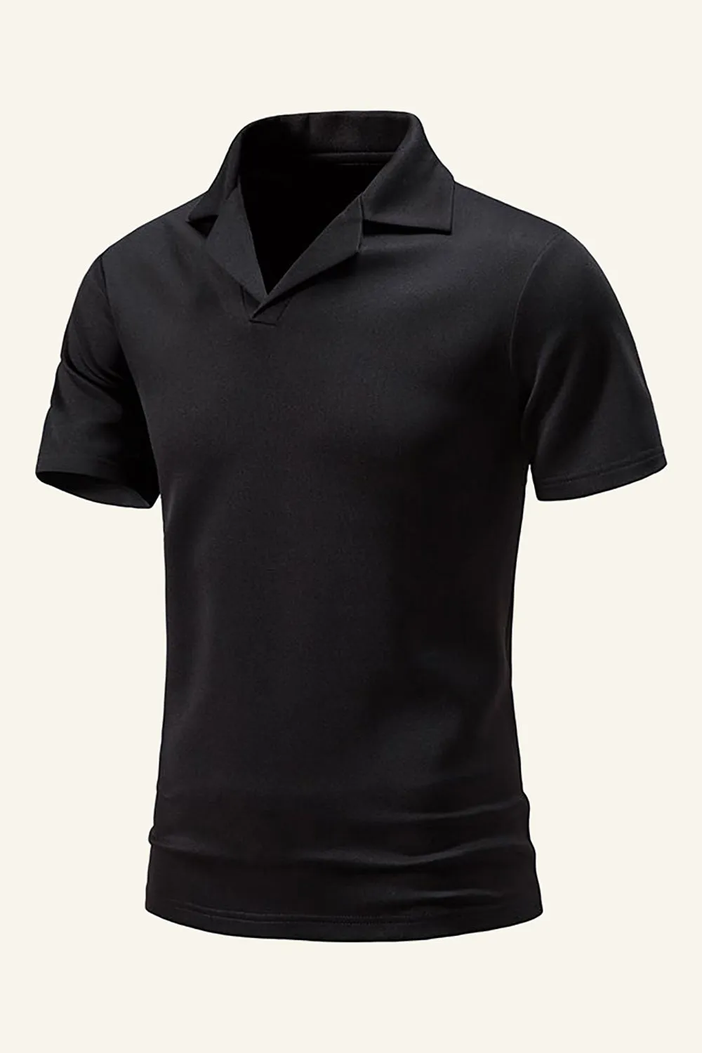 Silm Fit V Neck Short Sleeves Black Polo Shirt sold by Zapaka product image thumbnail 3