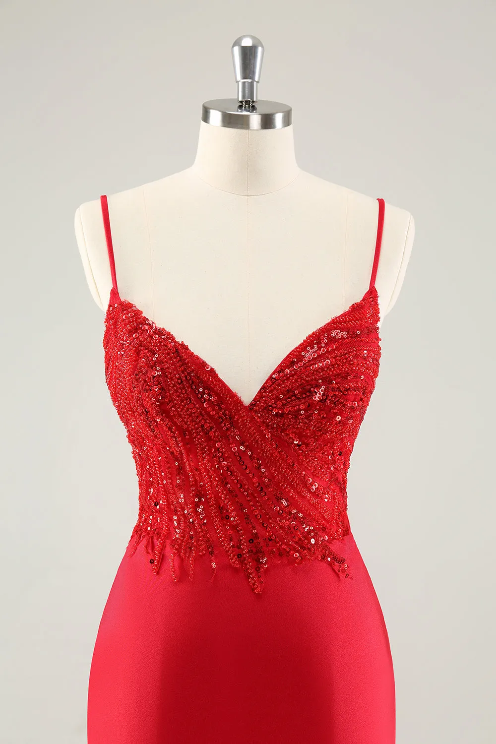 Sparkly Red Bodycon Spaghetti Straps Homecoming Dress with Sequins sold by Zapaka product image thumbnail 4