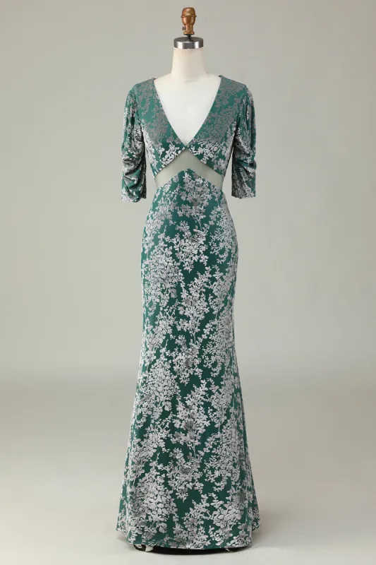 Mermaid Velvet Bridesmaid Dress with Sleeves sold by Zapaka