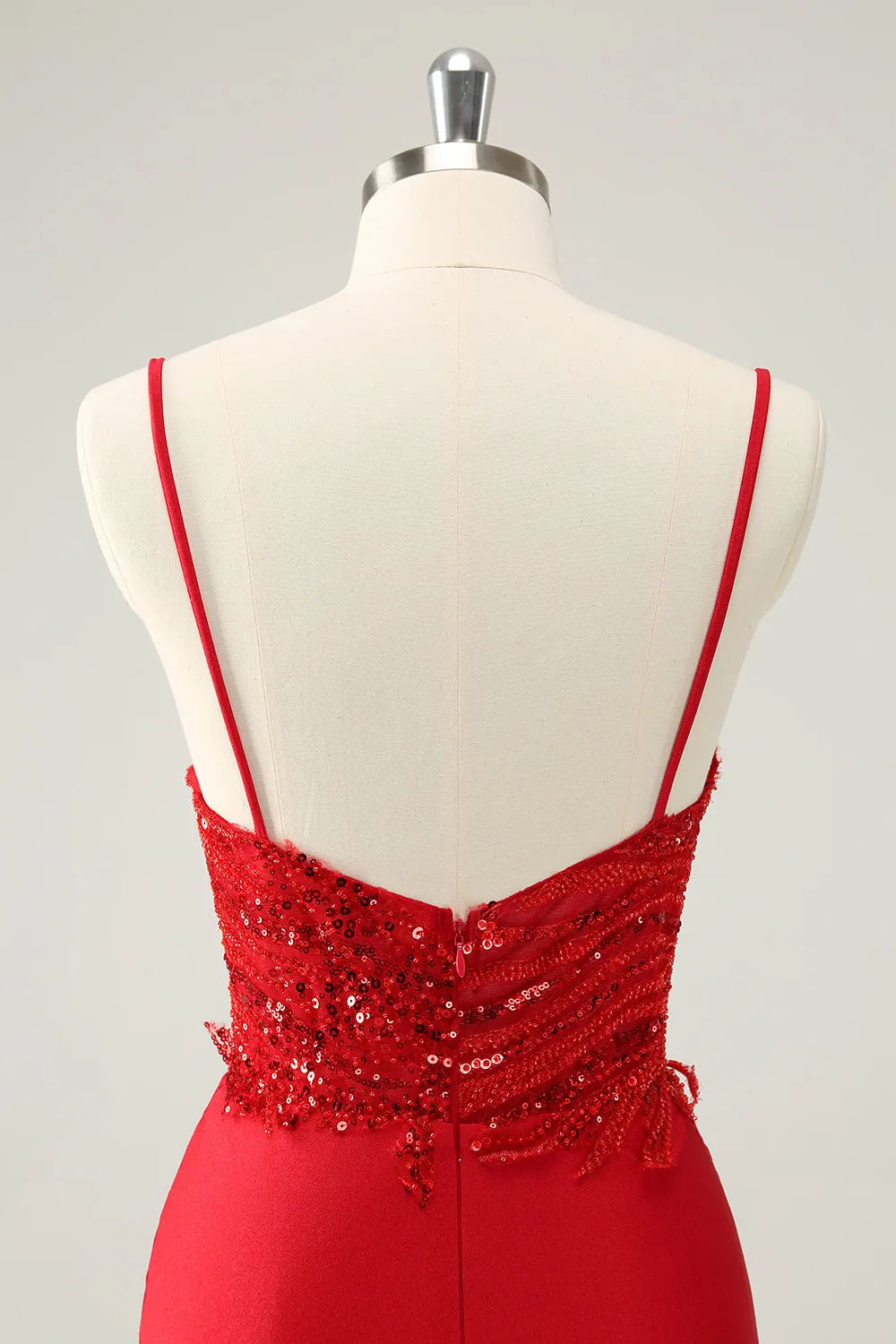Sparkly Red Bodycon Spaghetti Straps Homecoming Dress with Sequins sold by Zapaka product image thumbnail 5