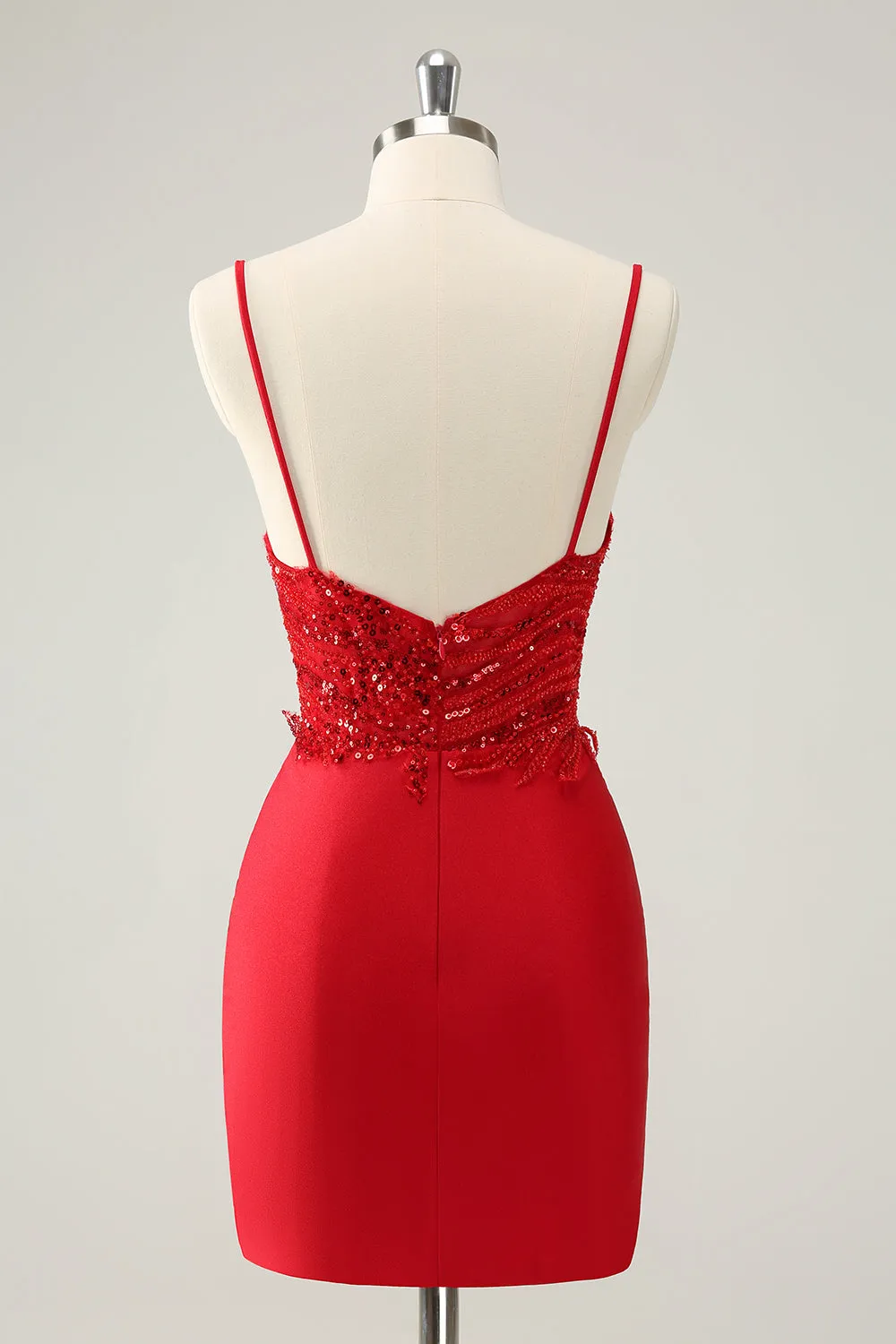 Sparkly Red Bodycon Spaghetti Straps Homecoming Dress with Sequins sold by Zapaka product image thumbnail 2