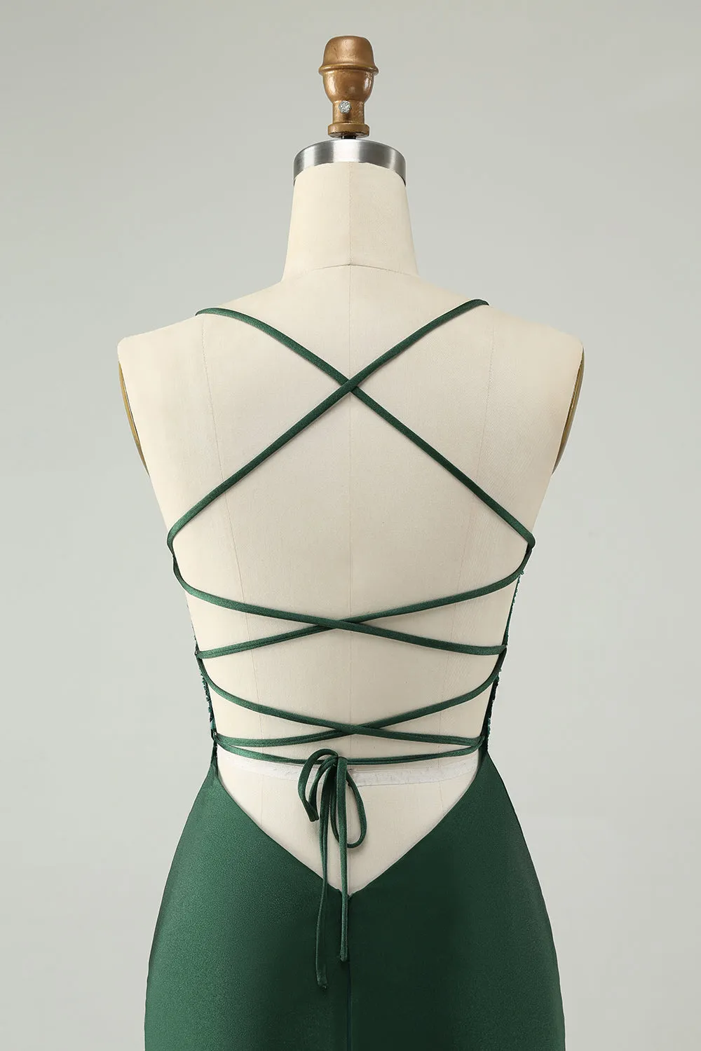 Glitter Dark Green Tight V Neck Beaded Homecoming Dress sold by Zapaka product image thumbnail 5