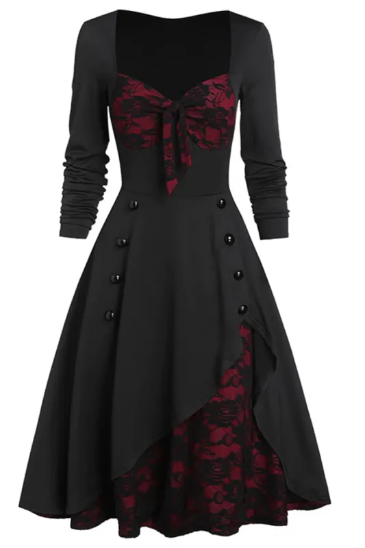 Black and Burgundy Vintage Halloween Dress sold by Zapaka