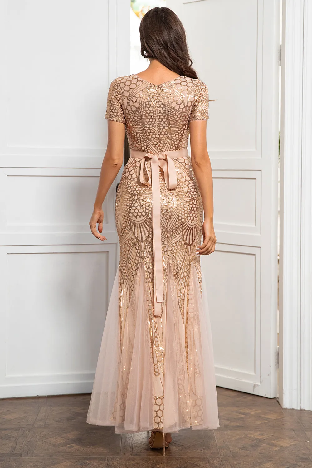 Champagne Sequins Mother of the Bride Dress sold by Zapaka product image thumbnail 2