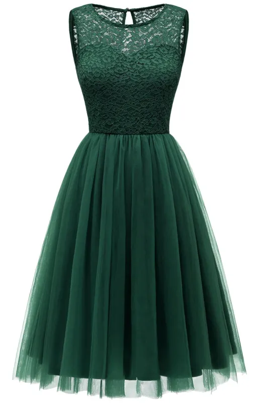 Dark Green Tulle Lace Dress sold by Zapaka