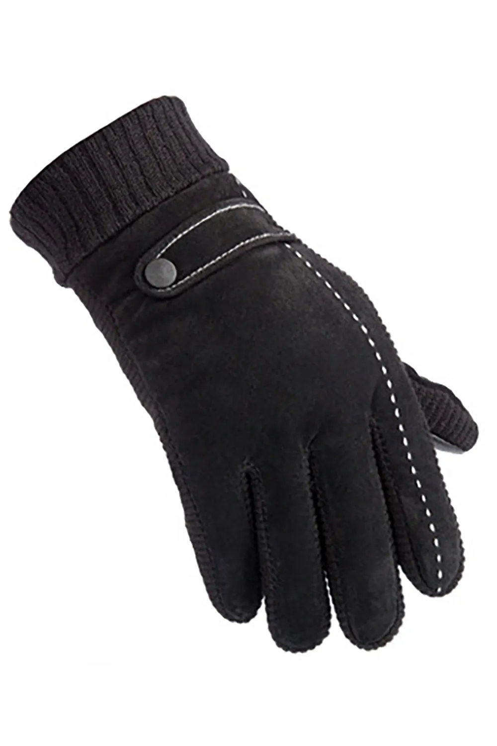 Black Pigskin Fleece Gloves For Men sold by Zapaka product image thumbnail 2
