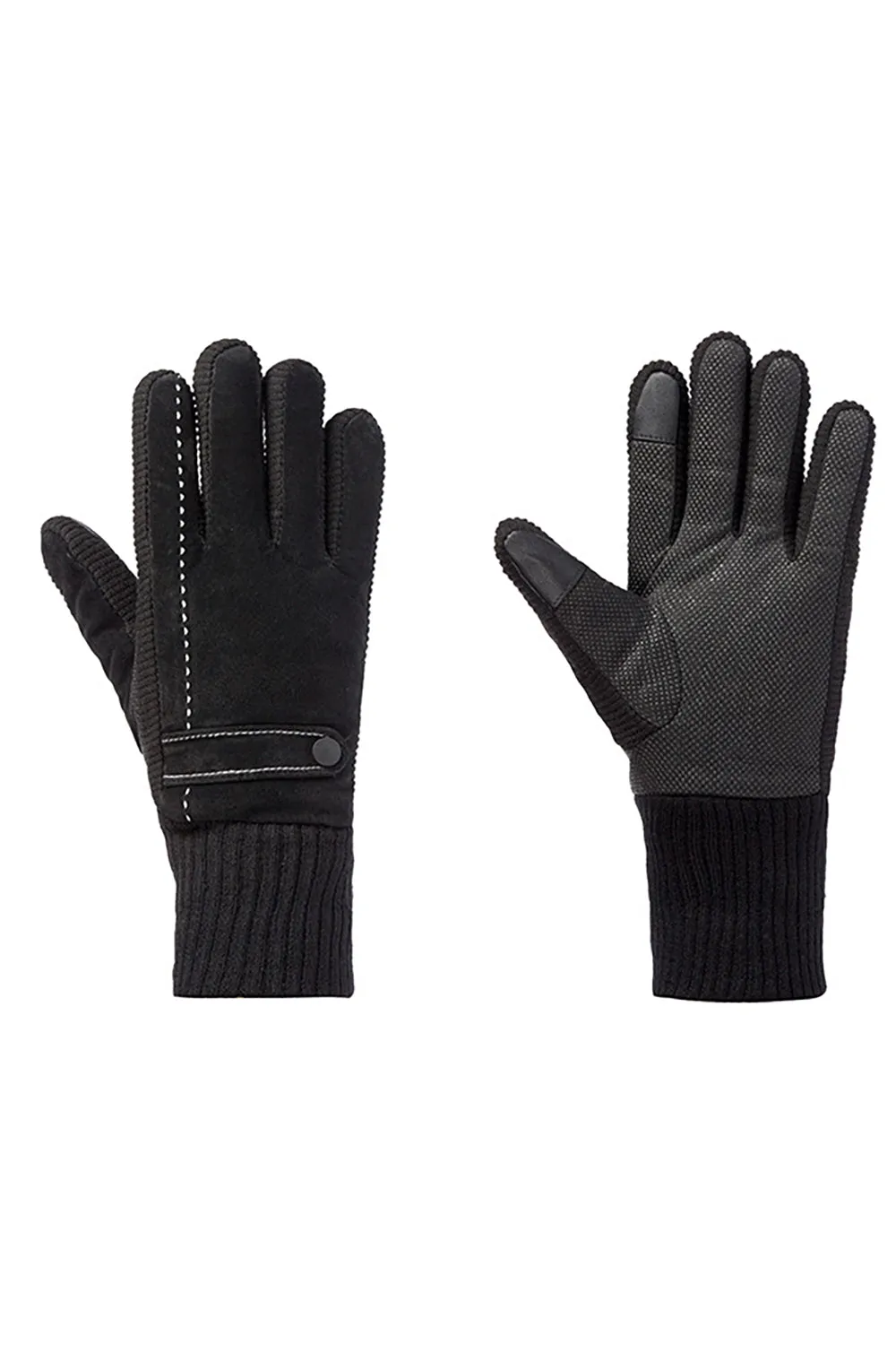 Black Pigskin Fleece Gloves For Men sold by Zapaka product image thumbnail 3