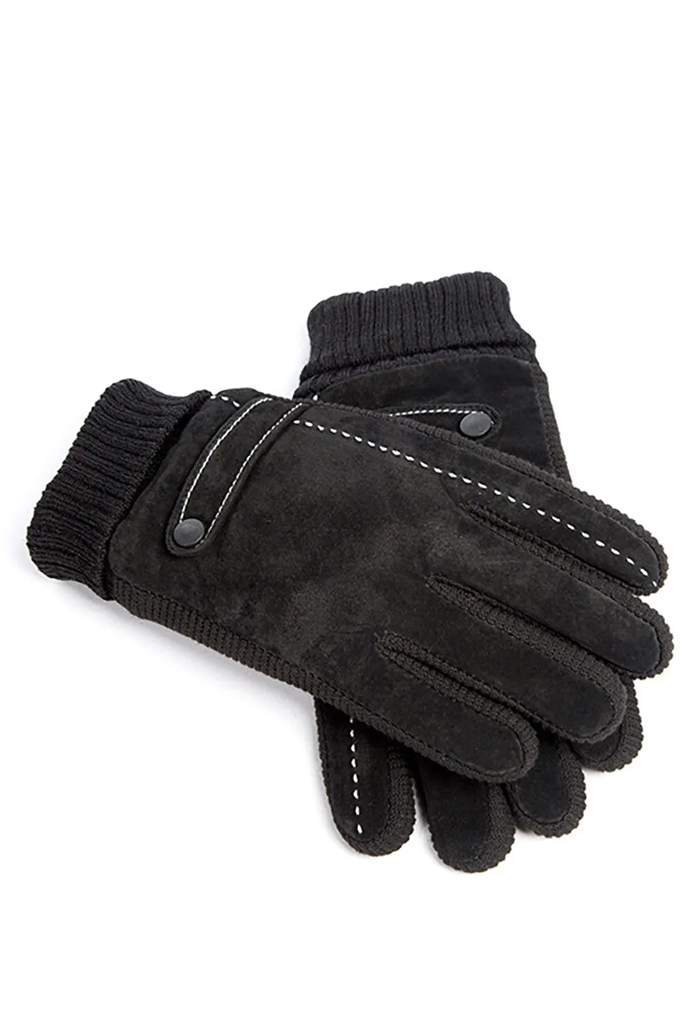 Black Pigskin Fleece Gloves For Men sold by Zapaka product image thumbnail 4