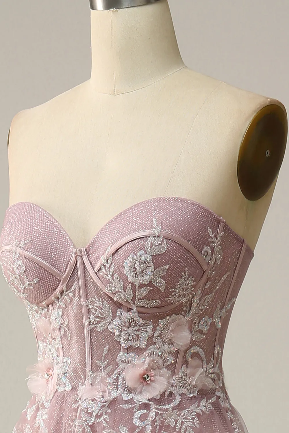 A Line Sweetheart Grey Purple Long Prom Dress with Appliques sold by Zapaka product image thumbnail 5