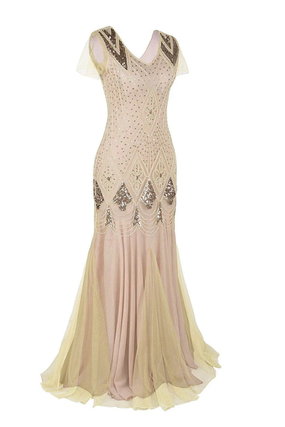 Pink 1920s Sequins Flapper Long Dress sold by Zapaka product image thumbnail 3