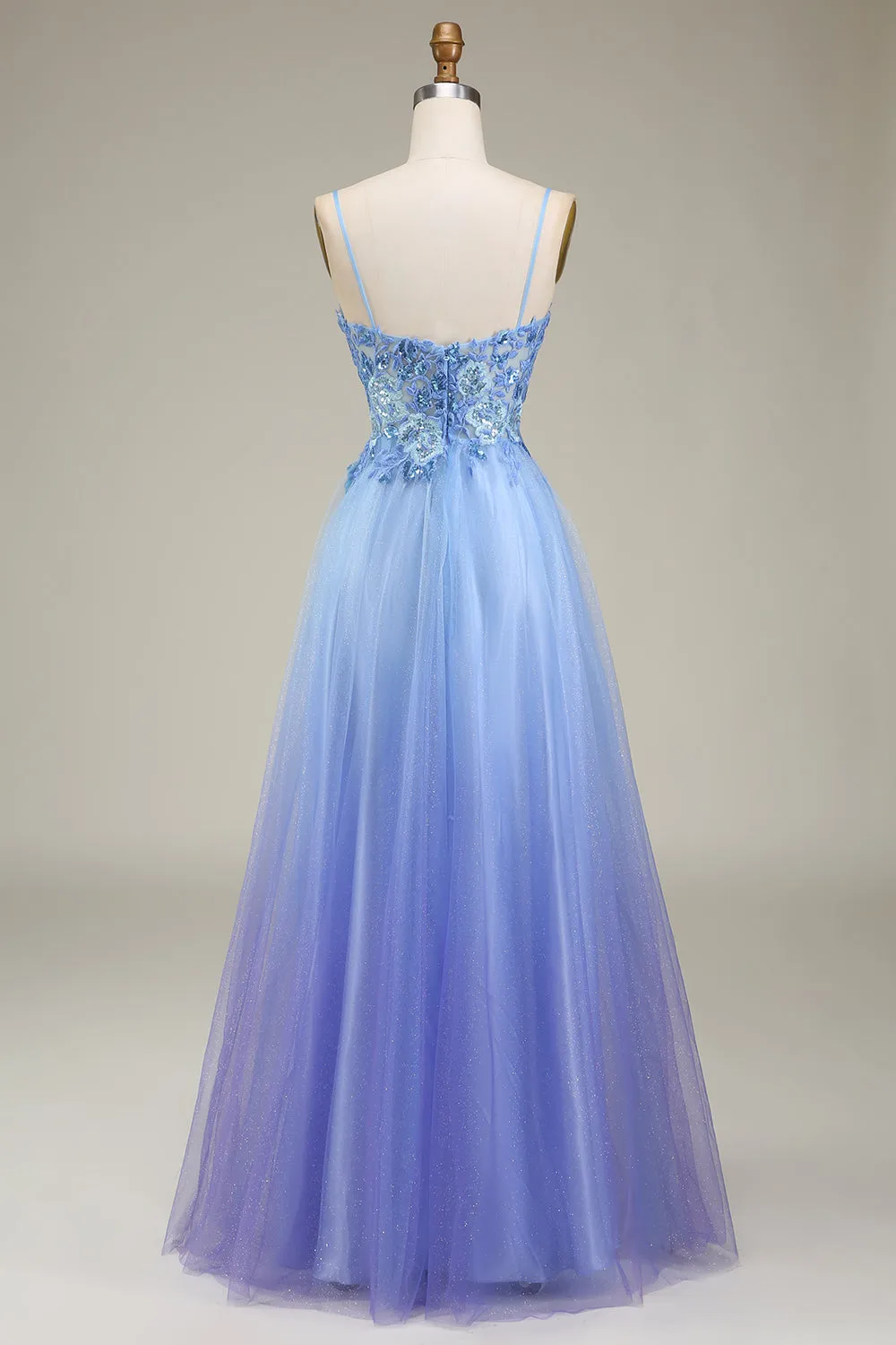 Spakly Blue Tulle Prom Dress with Appliques sold by Zapaka product image thumbnail 2