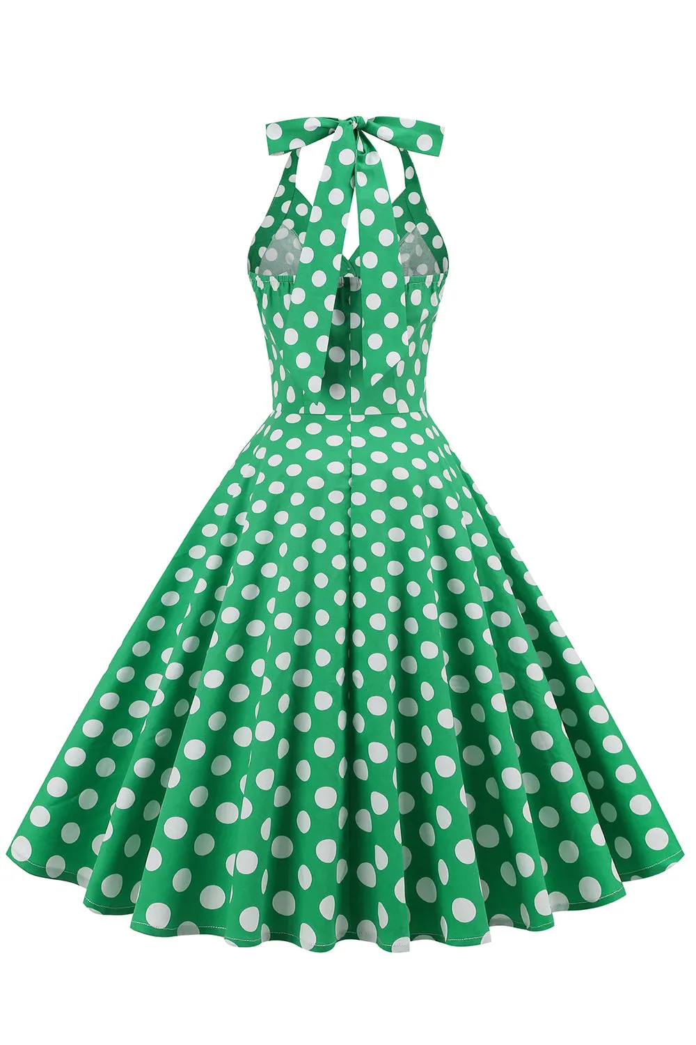 Green Halter Polka Dots 1950s Dress sold by Zapaka product image thumbnail 2