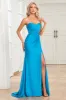 Mermaid Sweetheart Blue Long Prom Dress with Split Front sold by Zapaka
