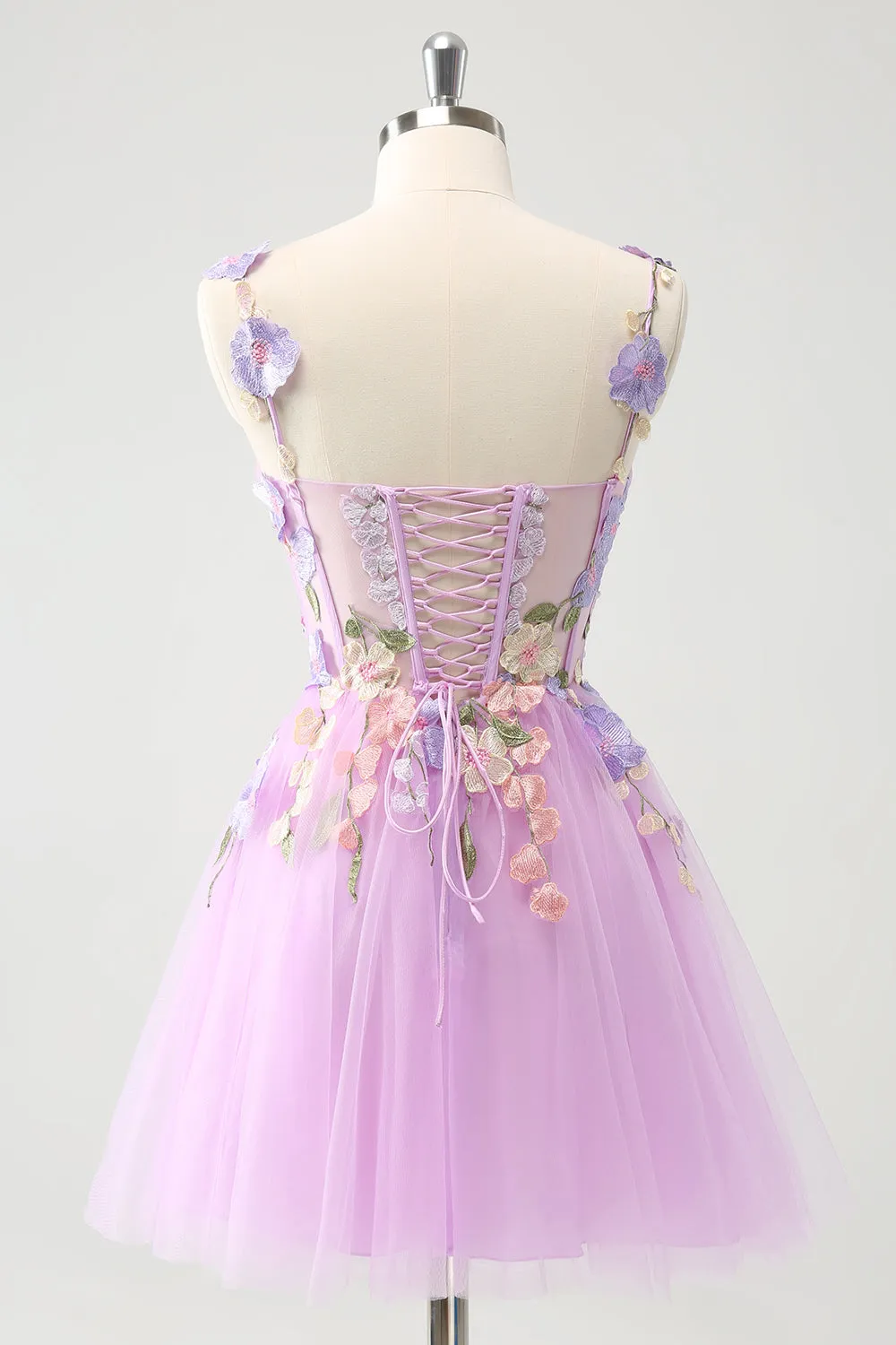 Purple A Line Halter Flowers Tulle Short Homecoming Dress sold by Zapaka product image thumbnail 2