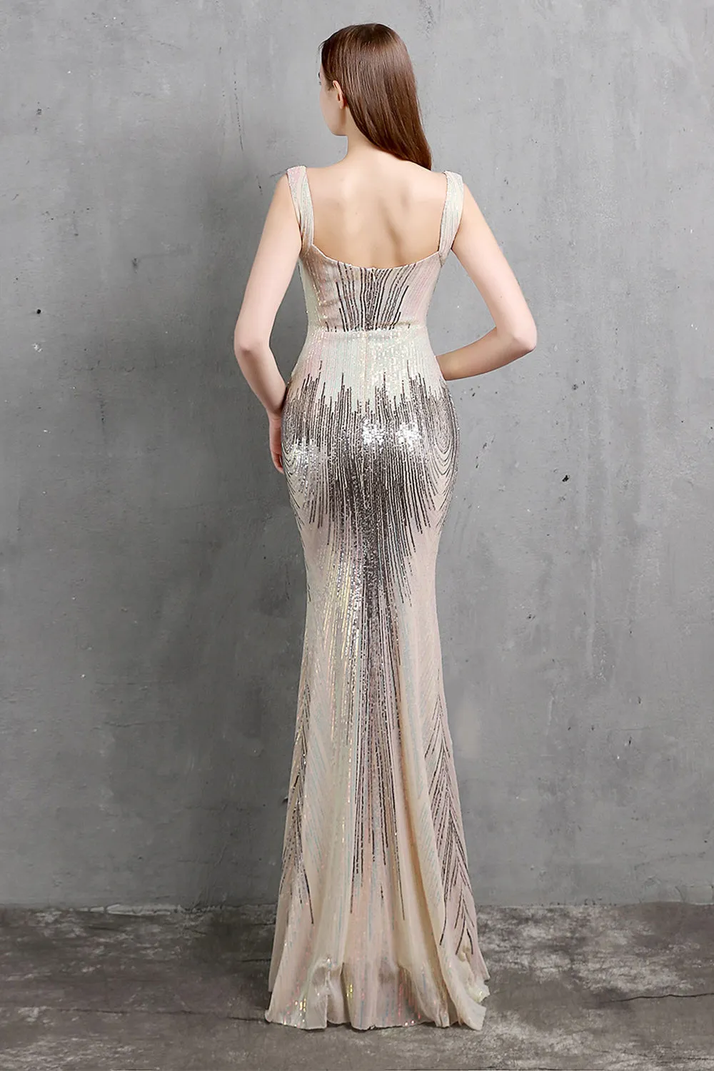 Gold Mermaid Sequin V Neck Prom Dress sold by Zapaka product image thumbnail 2