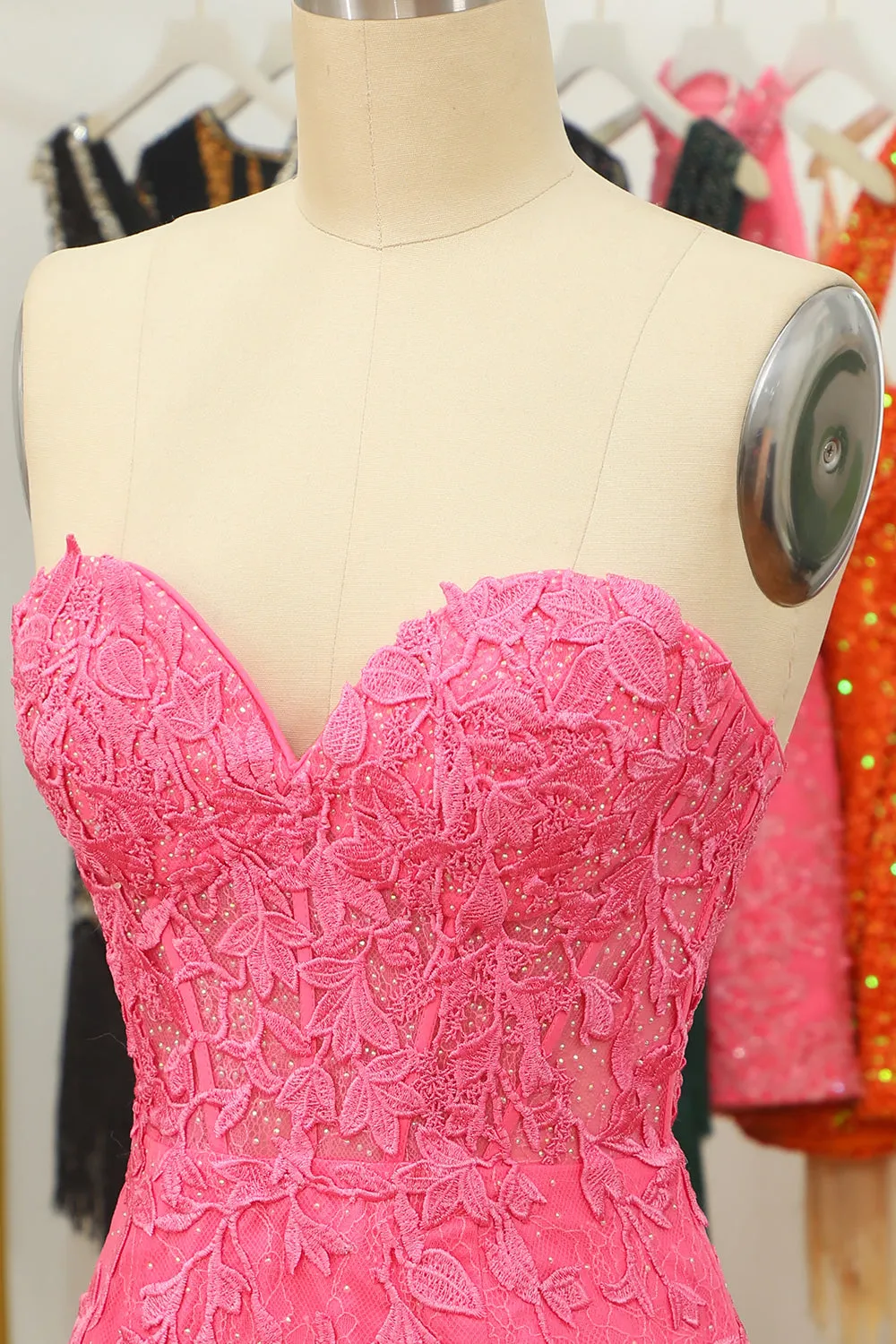 Tight Pink Short Homecoming Dress with Appliques sold by Zapaka product image thumbnail 5
