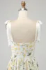 Ivory A-Line Spaghetti Straps Floral Long Prom Dress sold by Zapaka