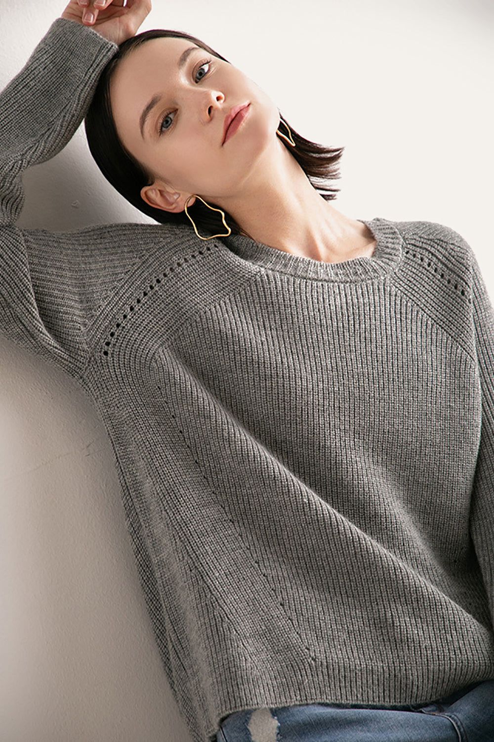 Grey Knitted Pullover Sweater sold by Zapaka product image thumbnail 4