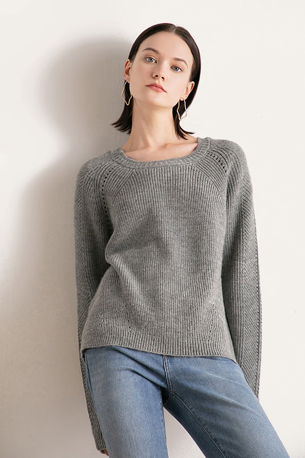 Grey Knitted Pullover Sweater sold by Zapaka