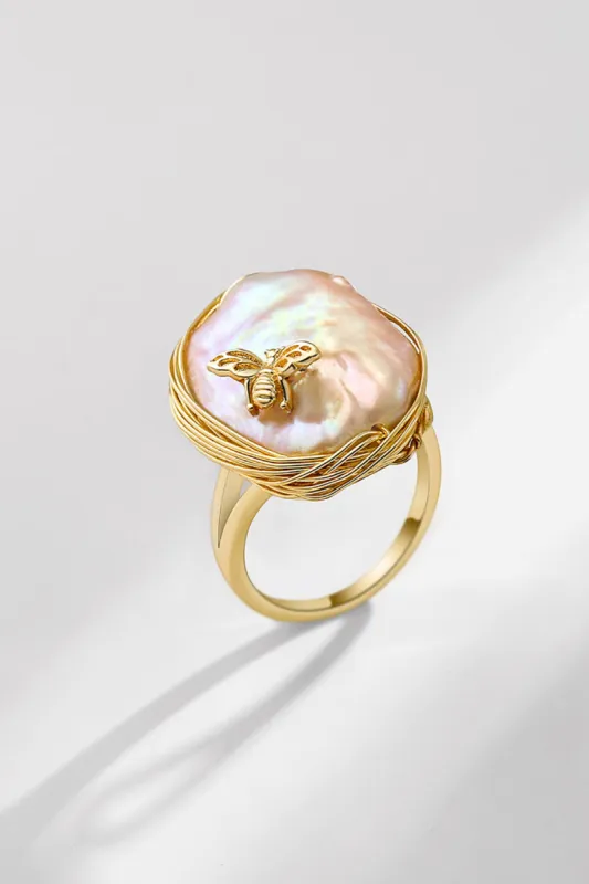 Baroque Shaped Pearl Ring sold by Zapaka