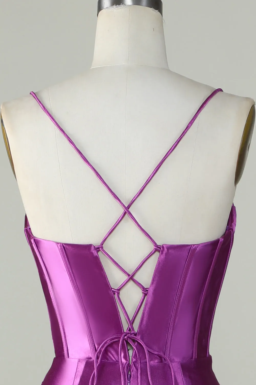 Dark Purple Spaghetti Straps Mermaid Long Prom Dress With Slit sold by Zapaka product image thumbnail 5