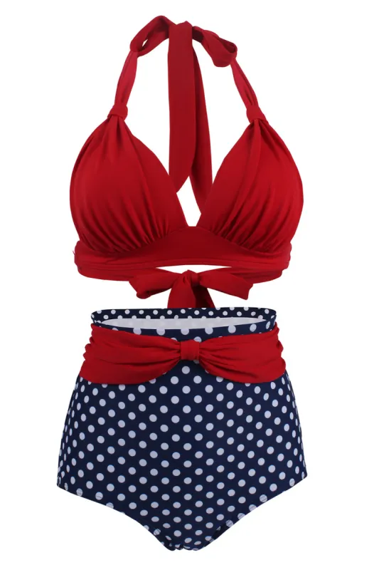 Polka Dots Halter Bikini Swimwear sold by Zapaka