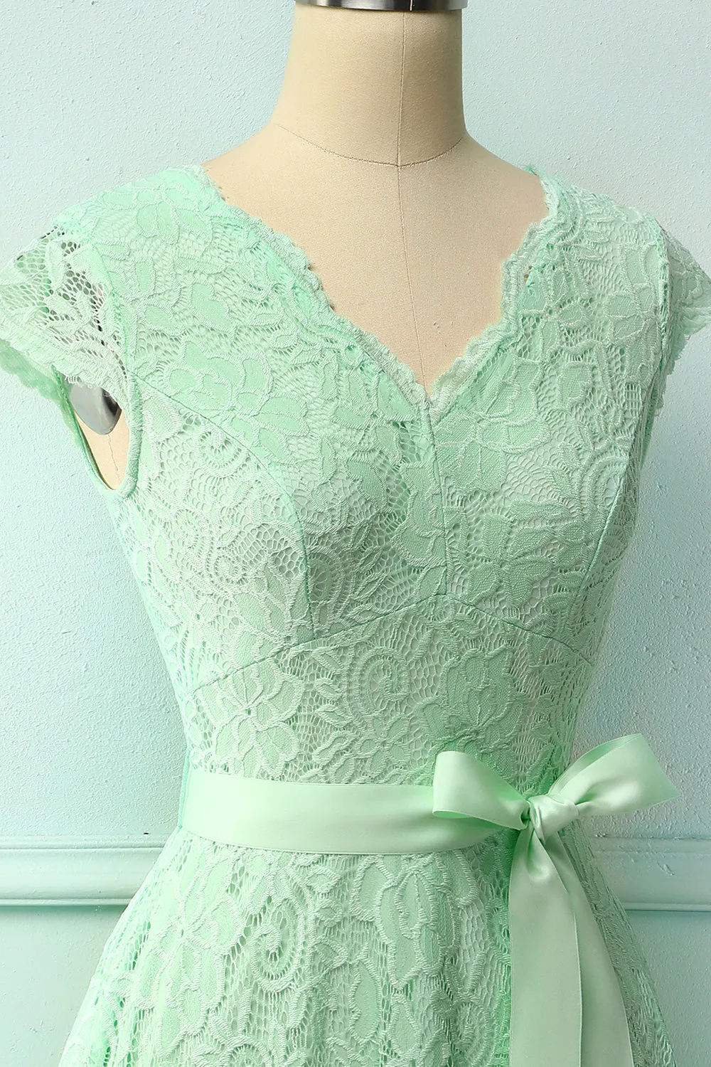 Mint Lace V-neck Dress sold by Zapaka product image thumbnail 3