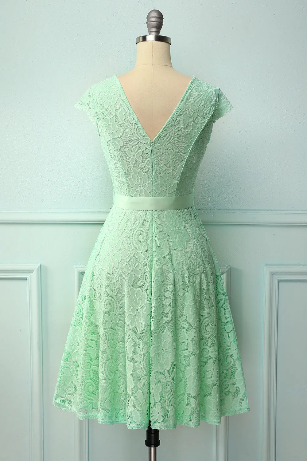 Mint Lace V-neck Dress sold by Zapaka product image thumbnail 2