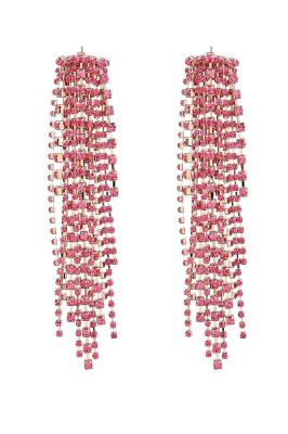 Fuchsia Beaded Prom Earrings sold by Zapaka