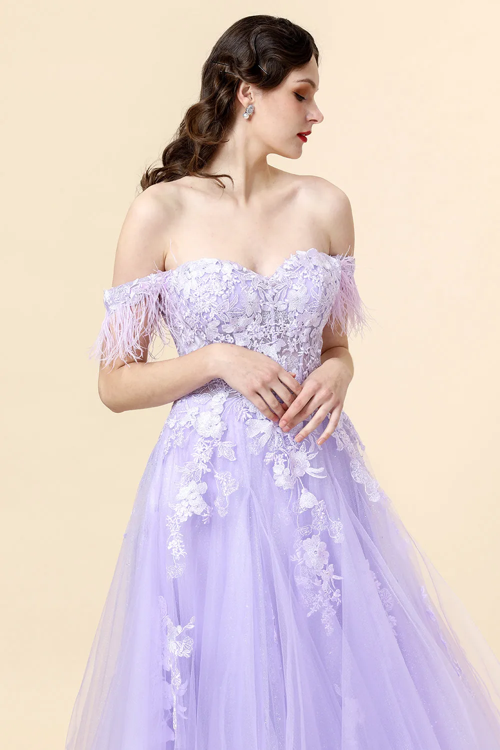 A Line Sweetheart Purple Long Prom Dress with Appliques sold by Zapaka product image thumbnail 4
