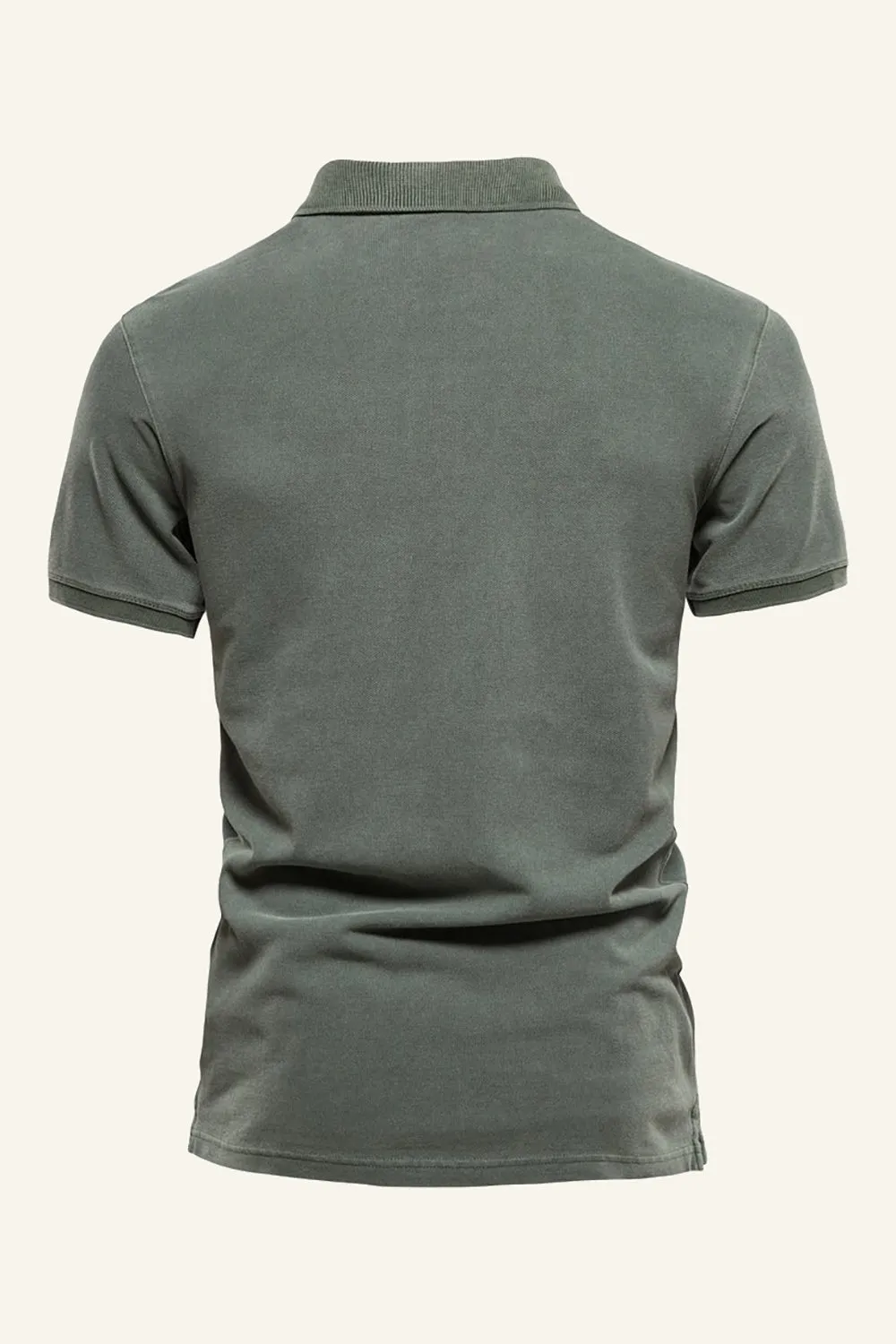 Classic Grey Green Regular Fit Collared Short Sleeves Men's Polo Shirt sold by Zapaka product image thumbnail 2